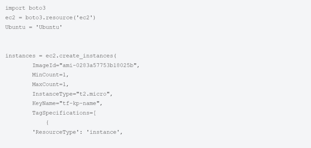 How to create EC2 instance using boto3