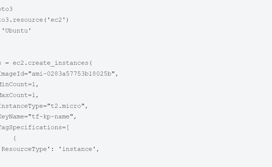How to create EC2 instance using boto3