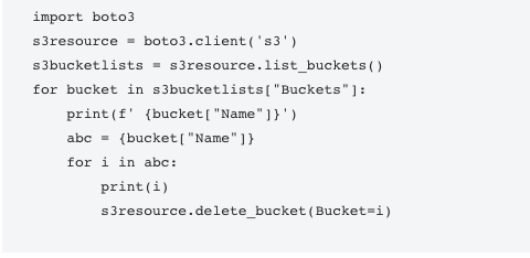 How To delete AWS S3 Bucket lists Using Python Boto3